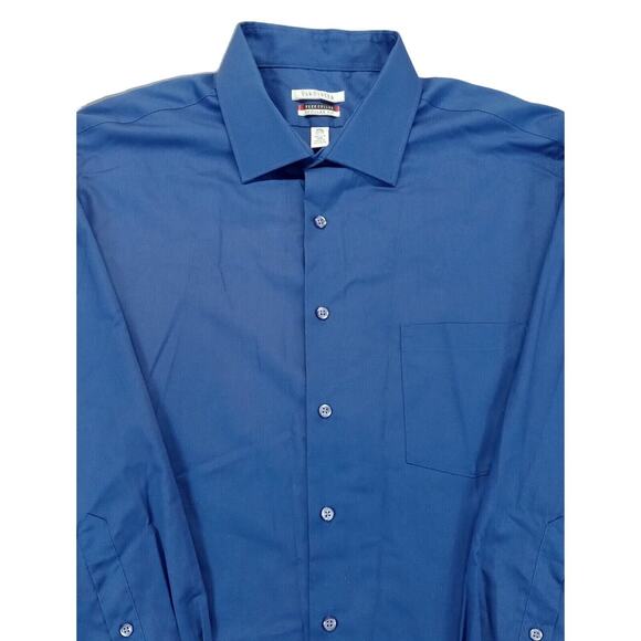 Van Heusen Shirt 17.5 Men's Flex Collar Button Up Long Sleeve Cotton Polyester - Picture 3 of 6